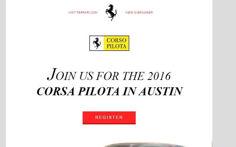Ferrari North America Coursa Pilota Email